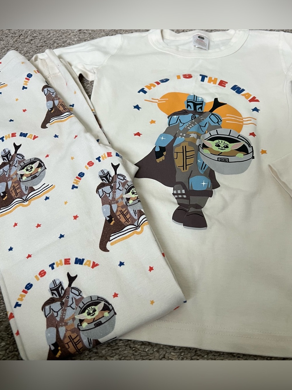 Hanna Andersson Star Wars Organic Cotton Cream Long Mandalorian & Grogu Size 10